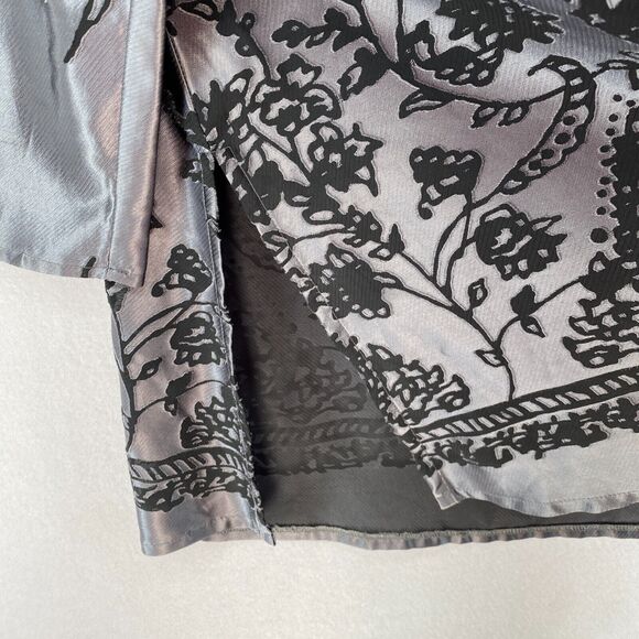 CHICO'S DESIGN Tunic 3 XL/16 Floral Jacquard Jacket Mandarin Button Front Gray - Picture 6 of 16